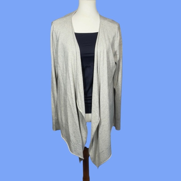 Michael Michael Kors taupe ribbed cashmere angora blend waterfall cardigan XL - Picture 1 of 16